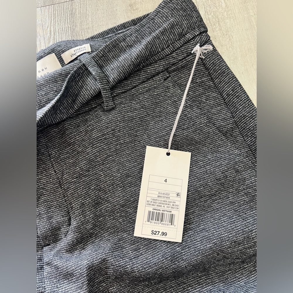 A New Day Gray High Rise Belted Ankle Pants Tie Waist Straight Leg Stretch 4 NWT - Picture 3 of 13